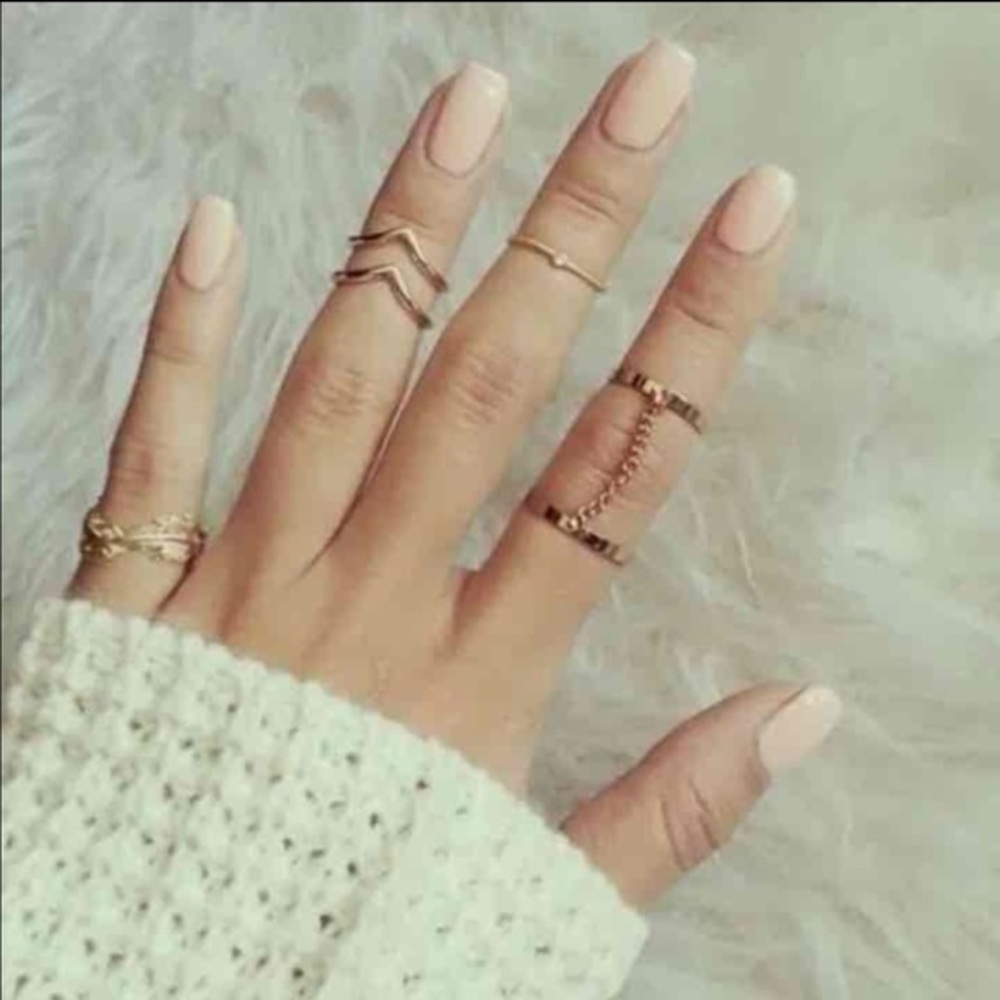 🌺Gold 6 pc set boho midi rings set